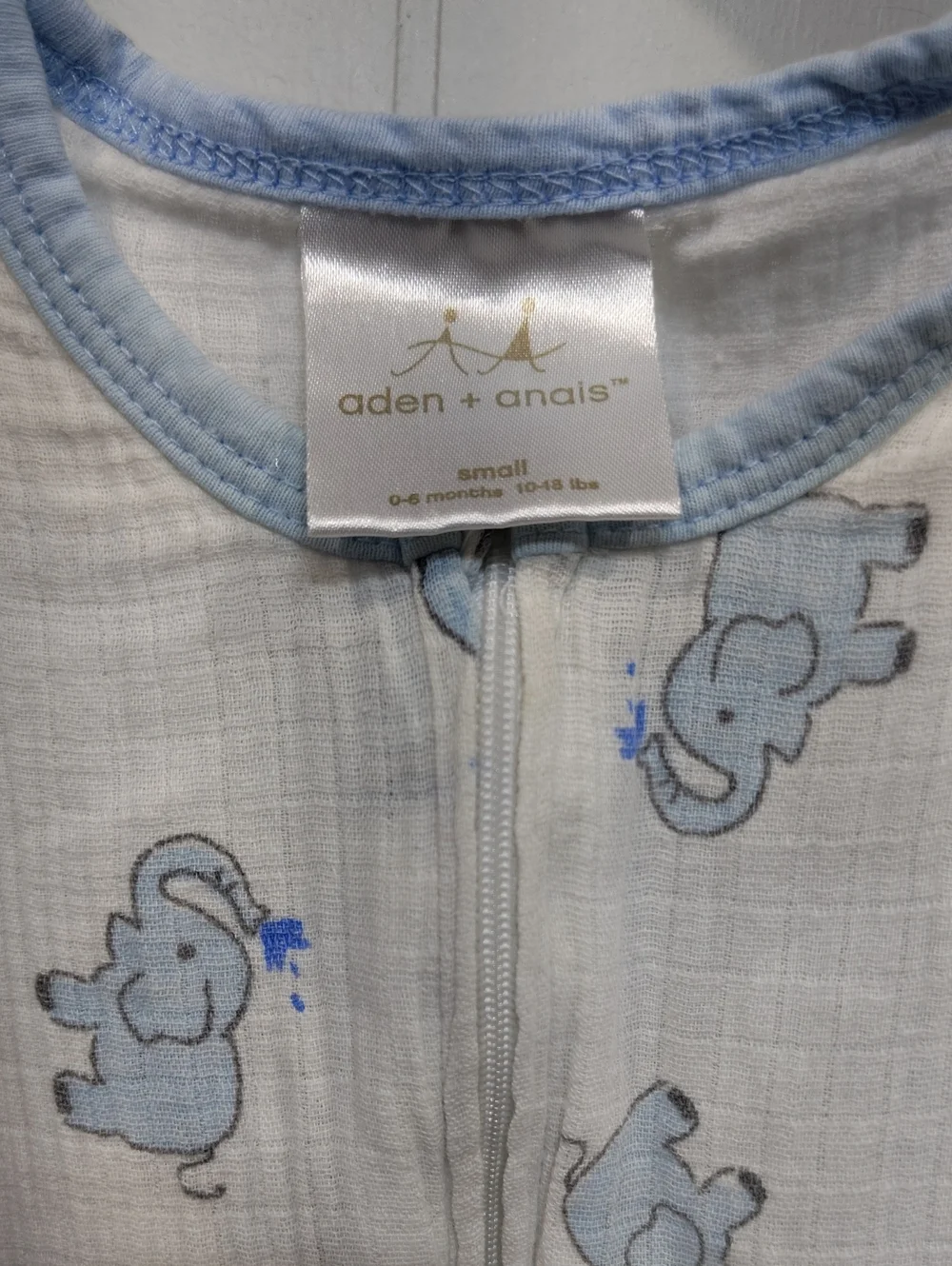 Aden + Anais Muslin‎ Sleep Sack Neutral Elephants Small 0-6mo